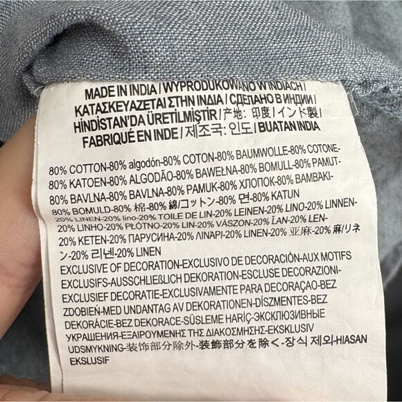 Vans Men's Short Sleeve Striped Button-Up Shirt M Blue Linen Blend Skater Skate - Picture 5 of 8